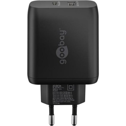 Schnelllader Dual USB-C PD GaN 65W goobay 65409