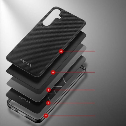 Funda Nevox StyleShell NYLO Nylon Noir Antichoc pour Galaxy S25+