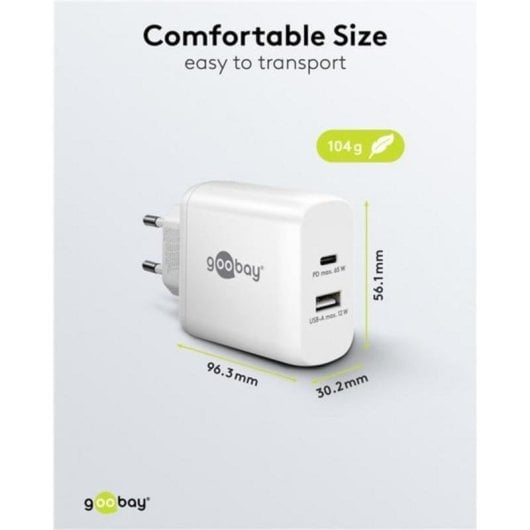 Schnelllader Dual USB-C PD GaN 65W goobay 65410