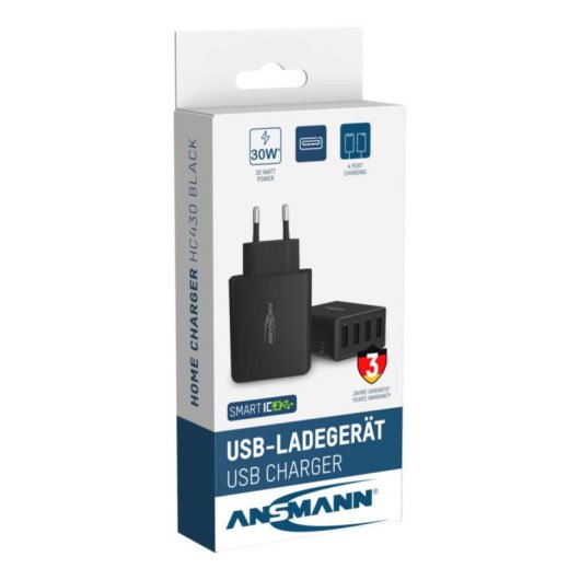 Cargador Ansmann HC430 Interior 4 Puertos USB 2.0 Negro