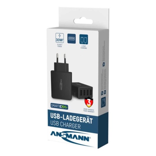 Cargador Ansmann HC430 Interior 4 Puertos USB 2.0 Negro