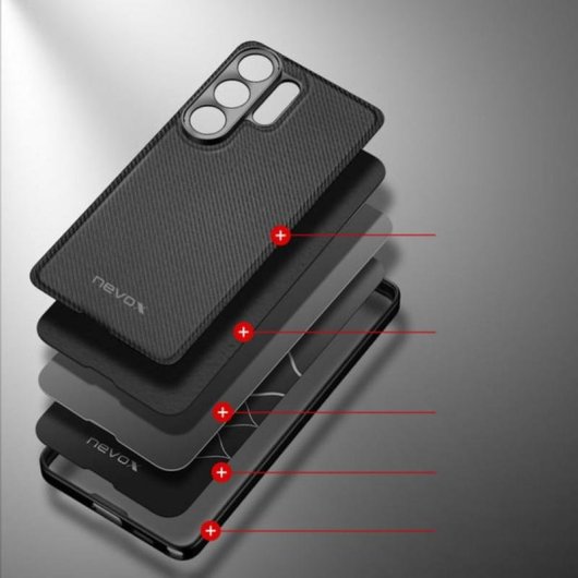 Funda para móvil Nevox StyleShell NYLO Cover TPU Nylon Schwarz für Samsung Galaxy S26 Ultra