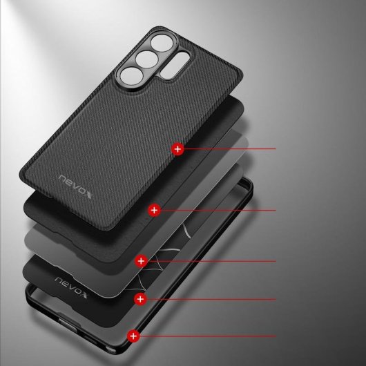 Funda para móvil Nevox StyleShell NYLO Cover TPU Nylon Schwarz für Samsung Galaxy S26 Ultra