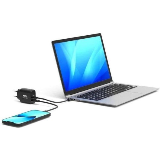 Cargador de Pared GaN Port Designs 902104EU 65W USB-C PD + USB-A