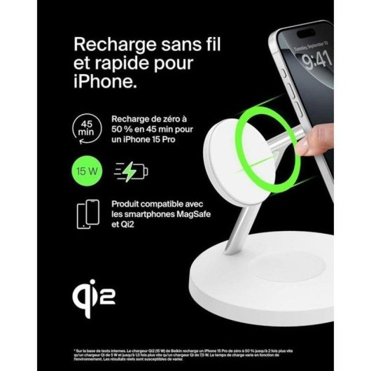 Belkin BoostCharge 3 in 1 Qi2 MagSafe Ladestation Weiß