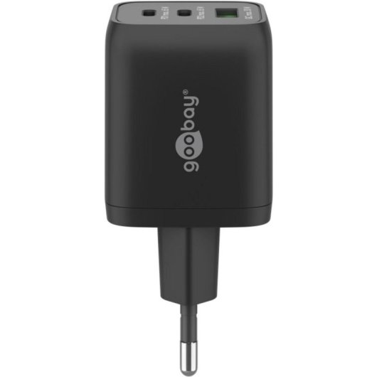 Cargador Goobay 64753 USB-C PD 65W 3 Puertos GaN Negro