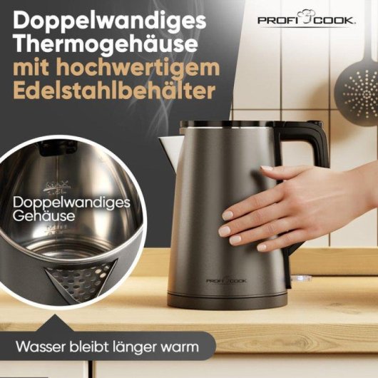 Wasserkocher Elektrisch ProfiCook PC-WK 1290 2200 W 1,5 L Anthrazit