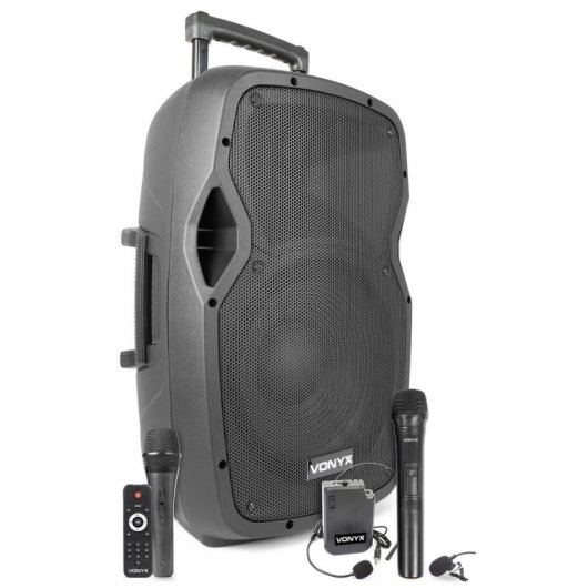 Altavoces Vonyx Portátil Bluetooth 600W con micrófonos y batería integrada