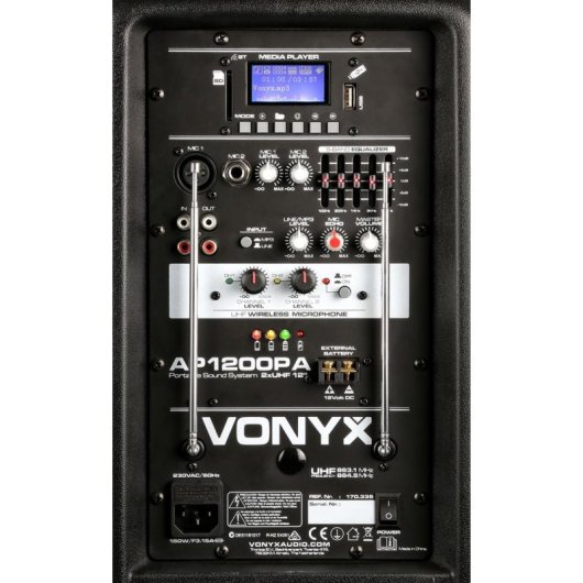 Altavoces Vonyx Portátil Bluetooth 600W con micrófonos y batería integrada
