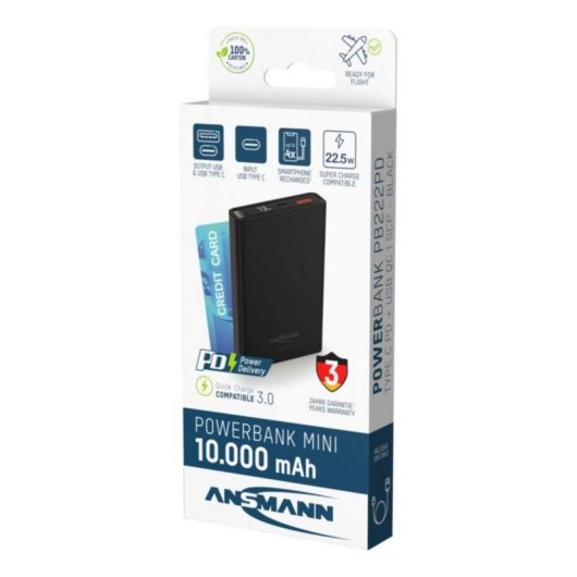 Batterie externe Ansmann PB222PD 10000 mAh Quick Charge 3.0 USB-C Noir