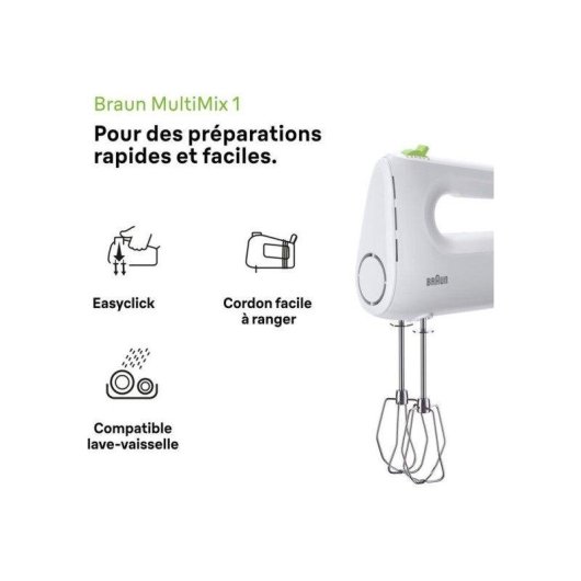 Batidora de mano Braun MultiMix 1 HM 1100 450 W 4 velocidades Turbo blanco