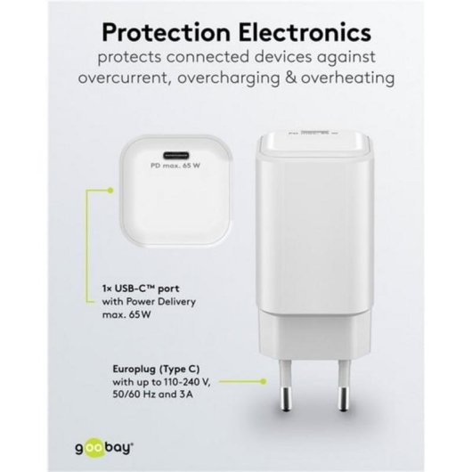 Ladegerät USB-C 65W GaN Goobay 79156 Weiß Universal
