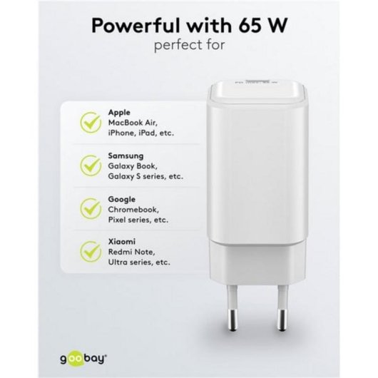 Ladegerät USB-C 65W GaN Goobay 79156 Weiß Universal