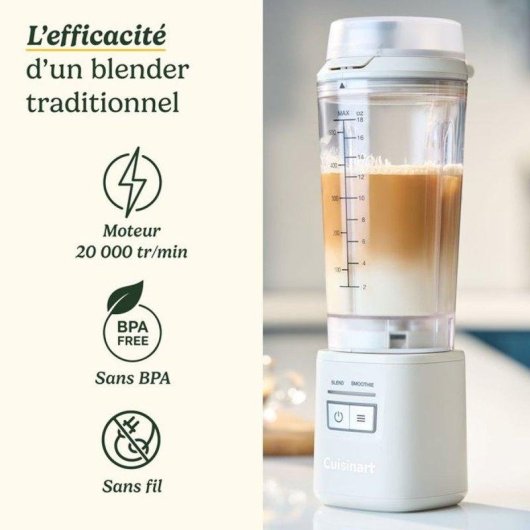 Batidora Personal Portátil Cuisinart Blast&Go PBL100E 500 ml 120 W USB Blanca