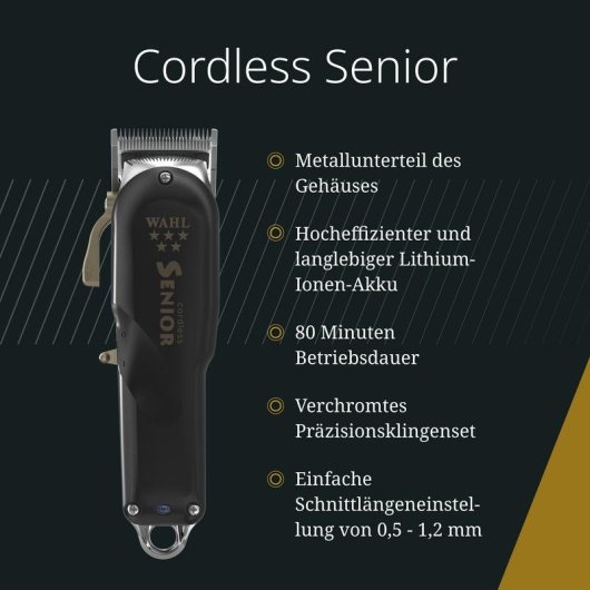 Cortapelos Profesional Wahl Cordless Senior Inalámbrico 80min 3 Peines Corte Preciso