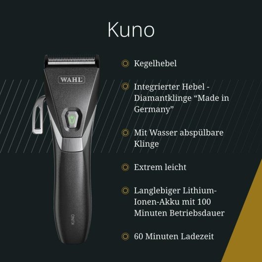 Cortapelos Profesional Wahl Kuno Inalámbrico 100min 2 Longitudes 6 Peines Motor Brushless
