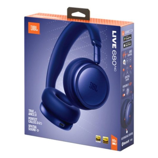 Auriculares JBL Live 680NC Bluetooth sans fil avec réduction de bruit adaptative Bleu
