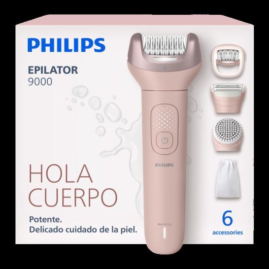 Depiladora Eléctrica Philips Serie 9000 BRE718/00 Inalámbrica 2 Ajustes 6 Cabezales Seco y Húmedo Carga Rápida