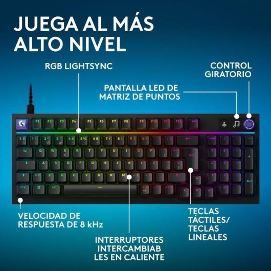 Clavier Logitech G316 X 98 compact mécanique hot-swap avec écran LED et RGB LIGHTSYNC USA