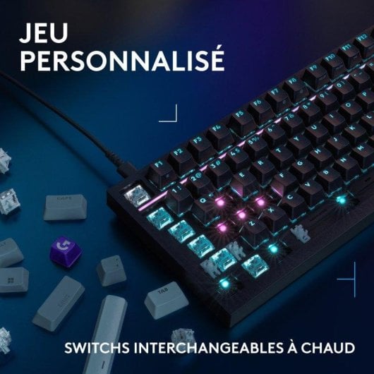 Clavier Logitech G316 X 98 mécanique hot-swap avec écran LED et RGB LIGHTSYNC Français