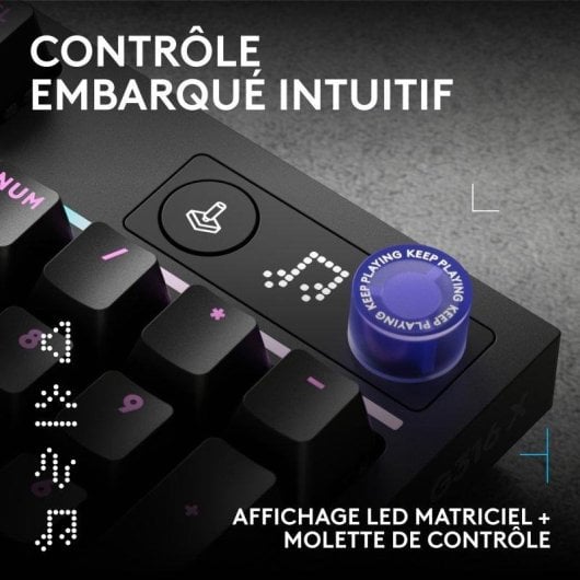 Clavier Logitech G316 X 98 mécanique hot-swap avec écran LED et RGB LIGHTSYNC Français