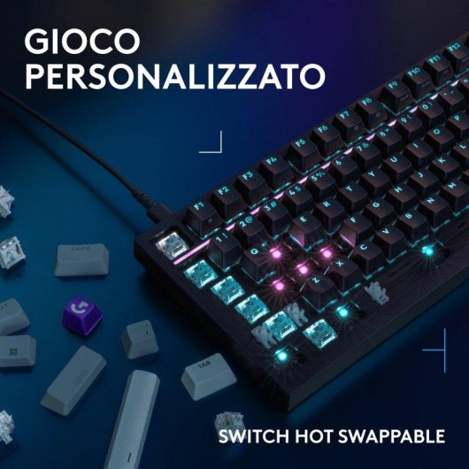Tastiera Logitech G316 X meccanica hot-swap compatta 98% con schermo LED e RGB LIGHTSYNC Italiano