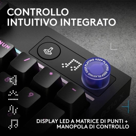 Tastiera Logitech G316 X meccanica hot-swap compatta 98% con schermo LED e RGB LIGHTSYNC Italiano