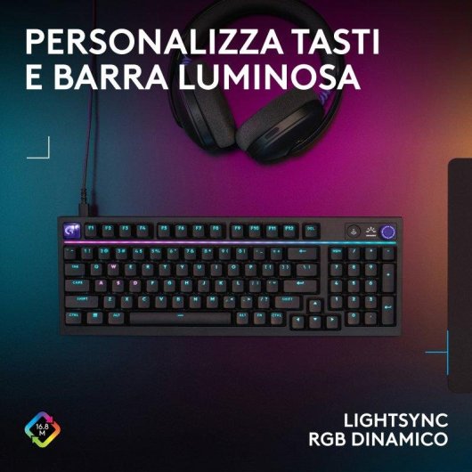 Tastiera Logitech G316 X meccanica hot-swap compatta 98% con schermo LED e RGB LIGHTSYNC Italiano