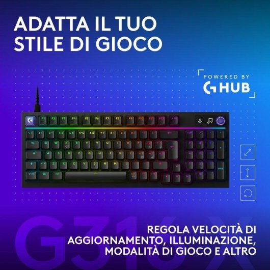 Tastiera Logitech G316 X meccanica hot-swap compatta 98% con schermo LED e RGB LIGHTSYNC Italiano
