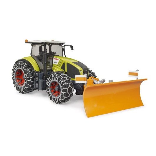 Tractor BRUDER Claas Axion 950 con Cadenas para Nieve y Pala Quitanieves