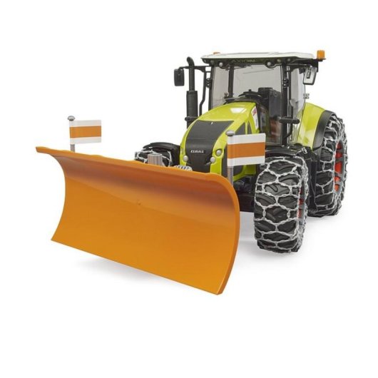 Tractor BRUDER Claas Axion 950 con Cadenas para Nieve y Pala Quitanieves
