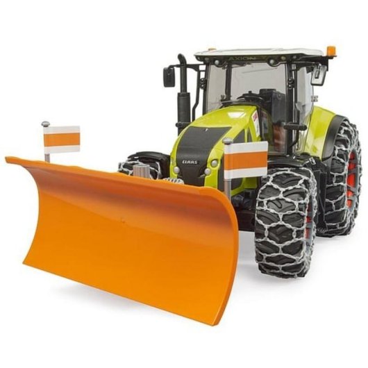 Tractor BRUDER Claas Axion 950 con Cadenas para Nieve y Pala Quitanieves