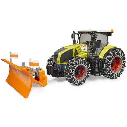 Tractor BRUDER Claas Axion 950 con Cadenas para Nieve y Pala Quitanieves