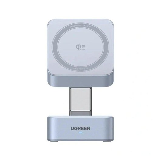 Cargador Inalámbrico Ugreen Magflow 2-en-1 Qi2 25W Azul