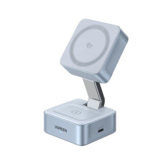 Cargador Inalámbrico Ugreen Magflow 2-en-1 Qi2 25W Azul