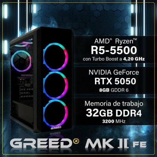 PC fisso GREED MK2 AMD Ryzen 5 5500 32GB 512GB SSD RTX 5050 8GB Windows 11 Pro