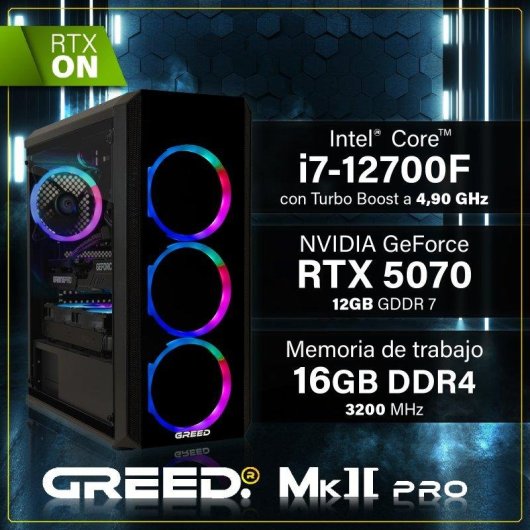 PC fisso GREED MK2 Pro Intel Core i7 12700F 16GB 1TB SSD RTX 5070 Windows 11 Pro Watercool