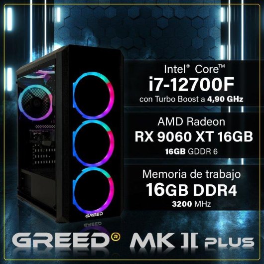 PC fisso GREED MK2 Plus Intel Core i7 12700F 16GB 1TB SSD RX 9060 XT Windows 11 Pro