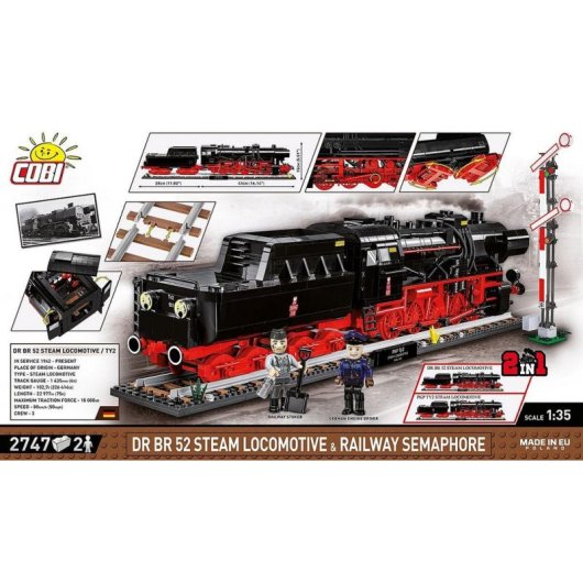 COBI Colección Histórica Locomotora de vapor DR BR 52 COBI-6287 2747 piezas