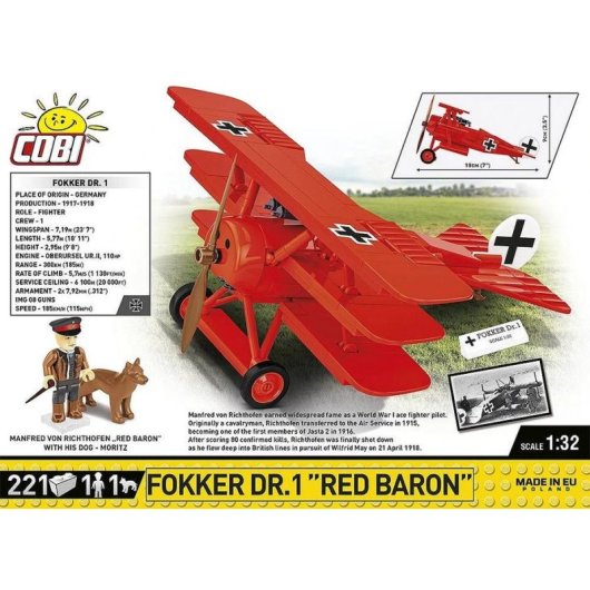 COBI Fokker Dr.1 Red Baron COBI-2996 221 piezas