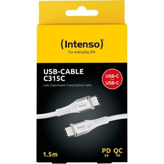 Cable USB-C à USB-C Intenso 1,5 m Blanc Carga Rápida 60W