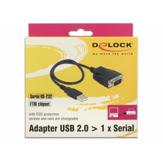 Adattatore USB 2.0 a RS-232 DeLOCK DB9 con viti