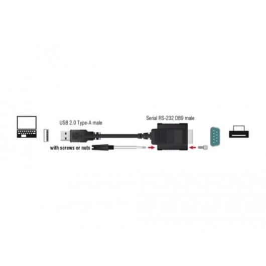 Adattatore USB 2.0 a RS-232 DeLOCK DB9 con viti