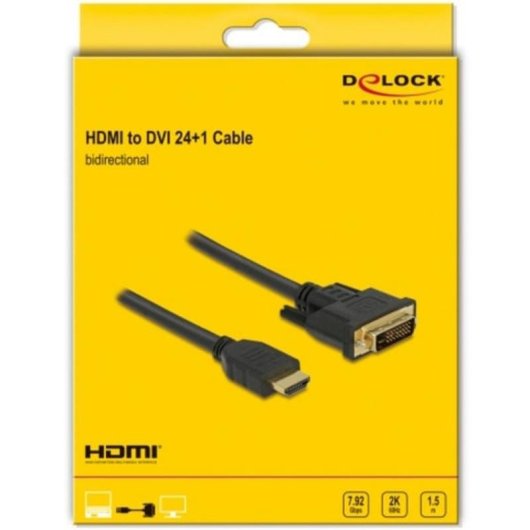 Cabo adaptador HDMI para DVI DeLOCK 85653 1,5 m bidirecional