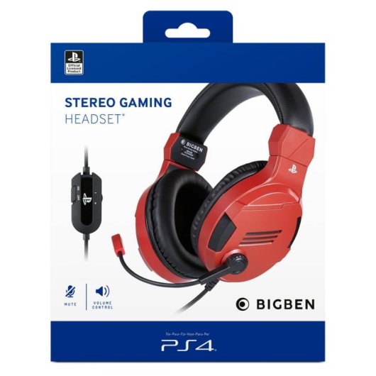 Nacon Offizielles PlayStation Kabelgebundenes Headset 40mm Verstellbares Mikro Rot