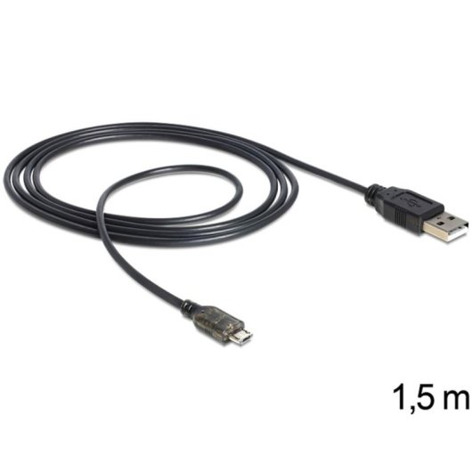 Cable USB DeLOCK 2.0-A a Micro-B de 1,5 m Negro