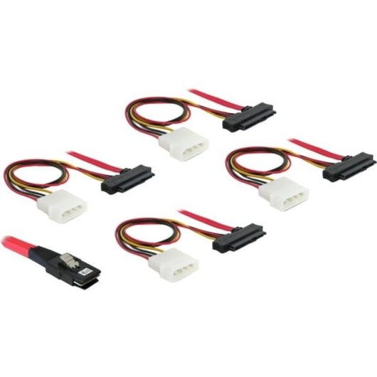 Cable Mini SAS 36pin a 4x SAS 29pin DeLOCK 0,5 m Rojo