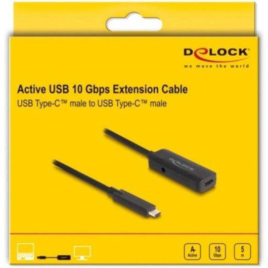 Cavo di estensione USB-C DeLOCK 80028 5 m USB 3.2 Gen 2 10 Gbit/s Nero
