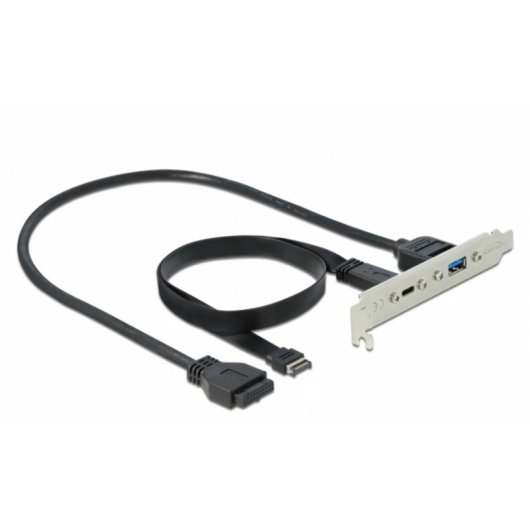 Supporto per slot USB 3.2 Gen 2 DeLOCK 0,5 m USB-C e USB-A nero