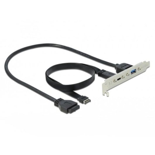 Supporto per slot USB 3.2 Gen 2 DeLOCK 0,5 m USB-C e USB-A nero